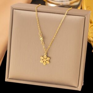 Gold Snowflake Pendant Necklace - Women Jewelry